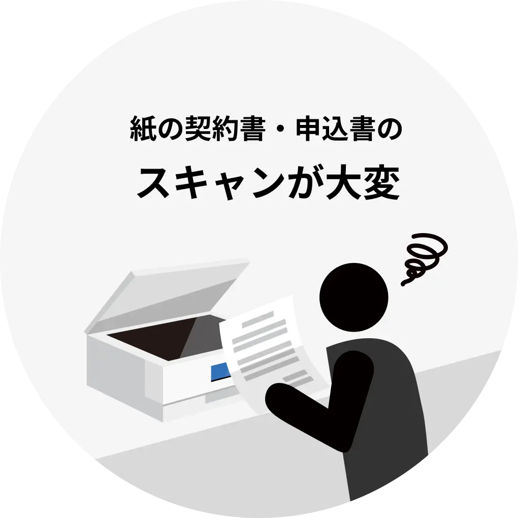 紙の契約書・申込書のスキャンが大変