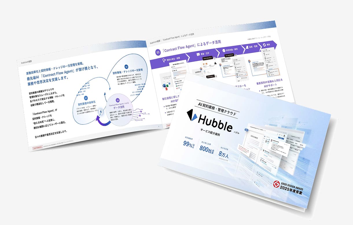 AI契約業務・管理クラウド Hubbleのサービス紹介資料の見本