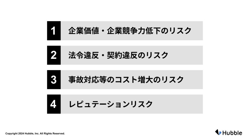 情報管理ができないことにより生じるリスク